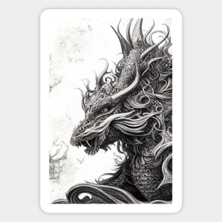 Dragon Legend Wild Nature Illustration Line Epic Illustration Line Art Magnet